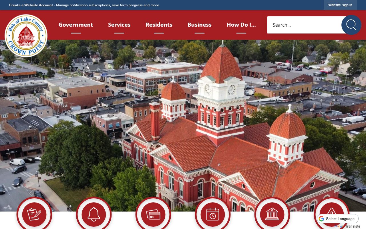 Crown Point city website with links to Lake County birth records resources