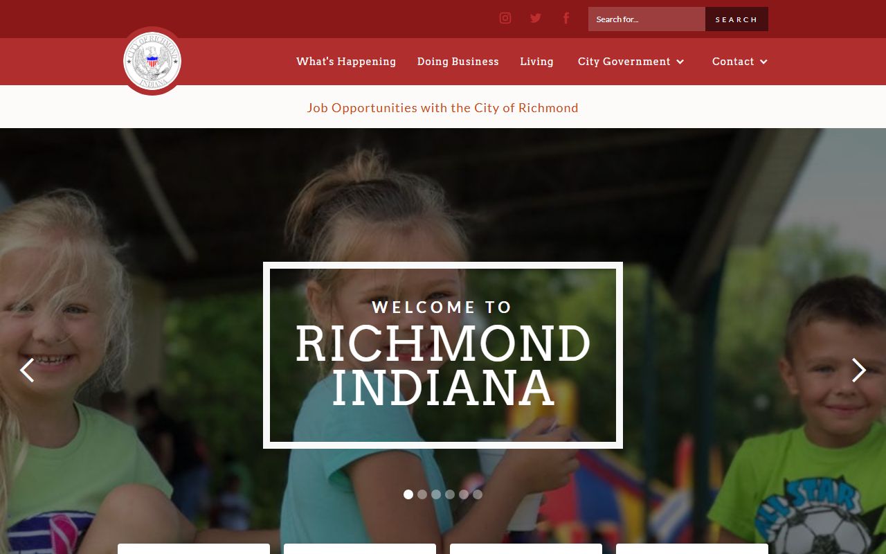 Richmond city website linking to Wayne County birth records resources