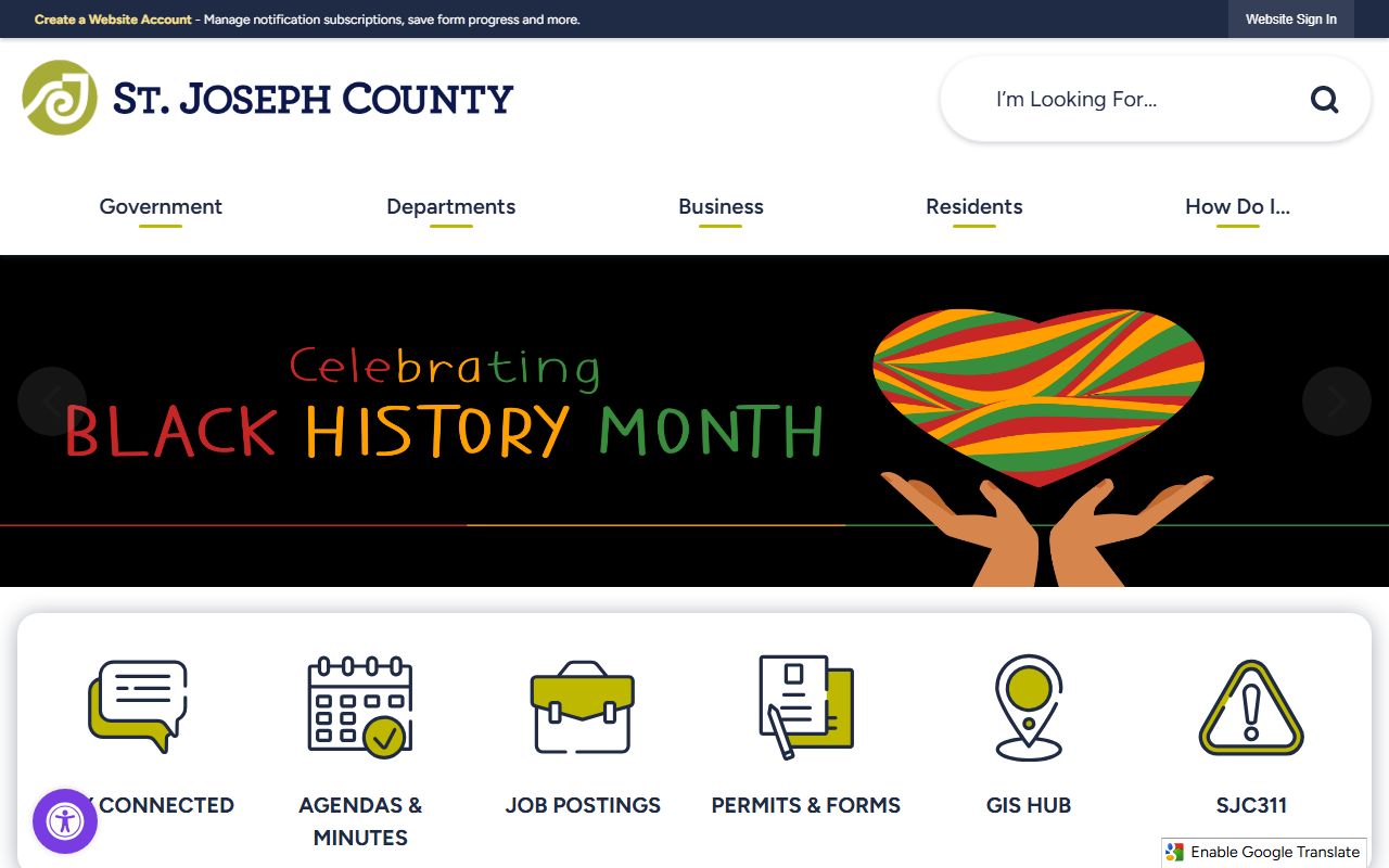 St. Joseph County Health Department birth records page for South Bend