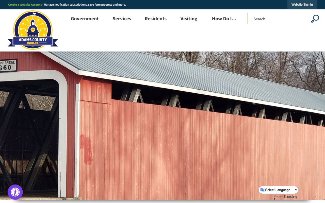 Adams County Indiana government homepage for birth records information