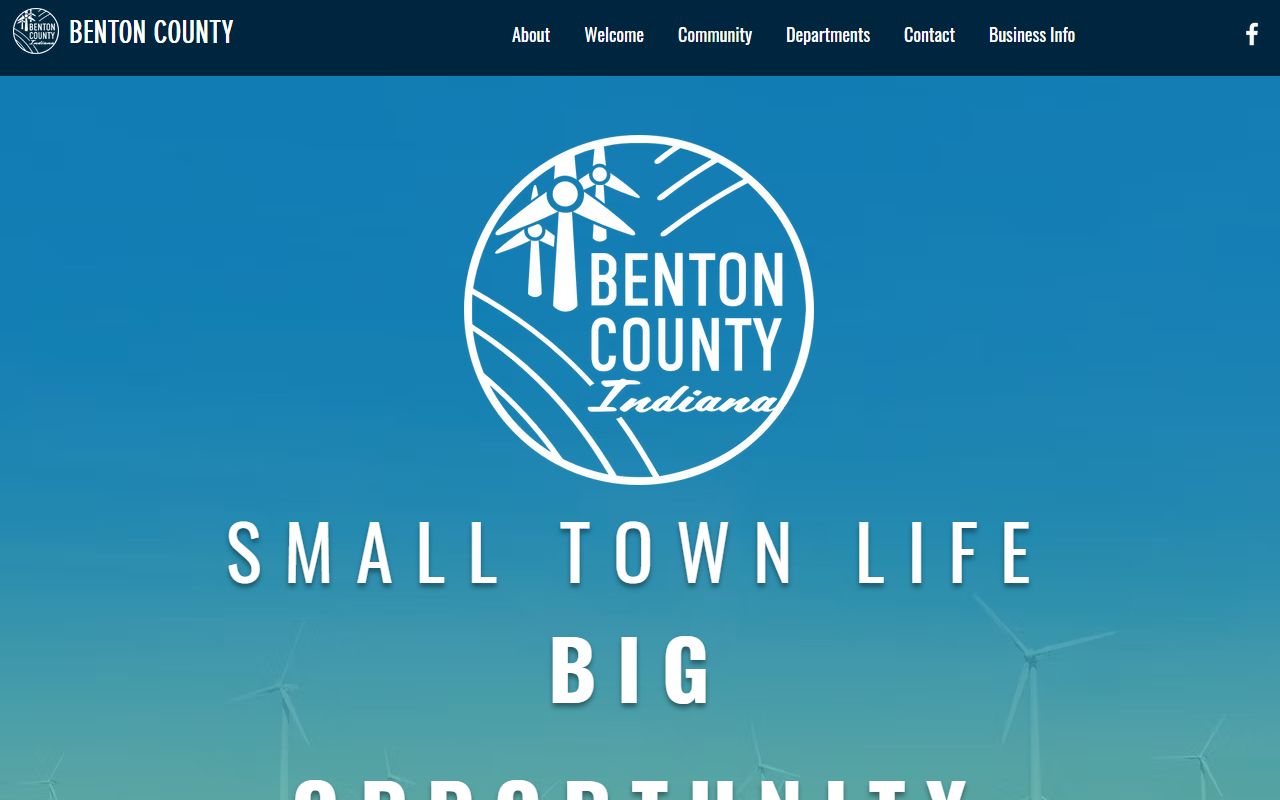 Benton County Indiana government homepage for birth records information