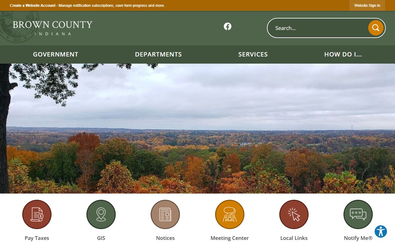 Brown County Indiana government website for birth records information