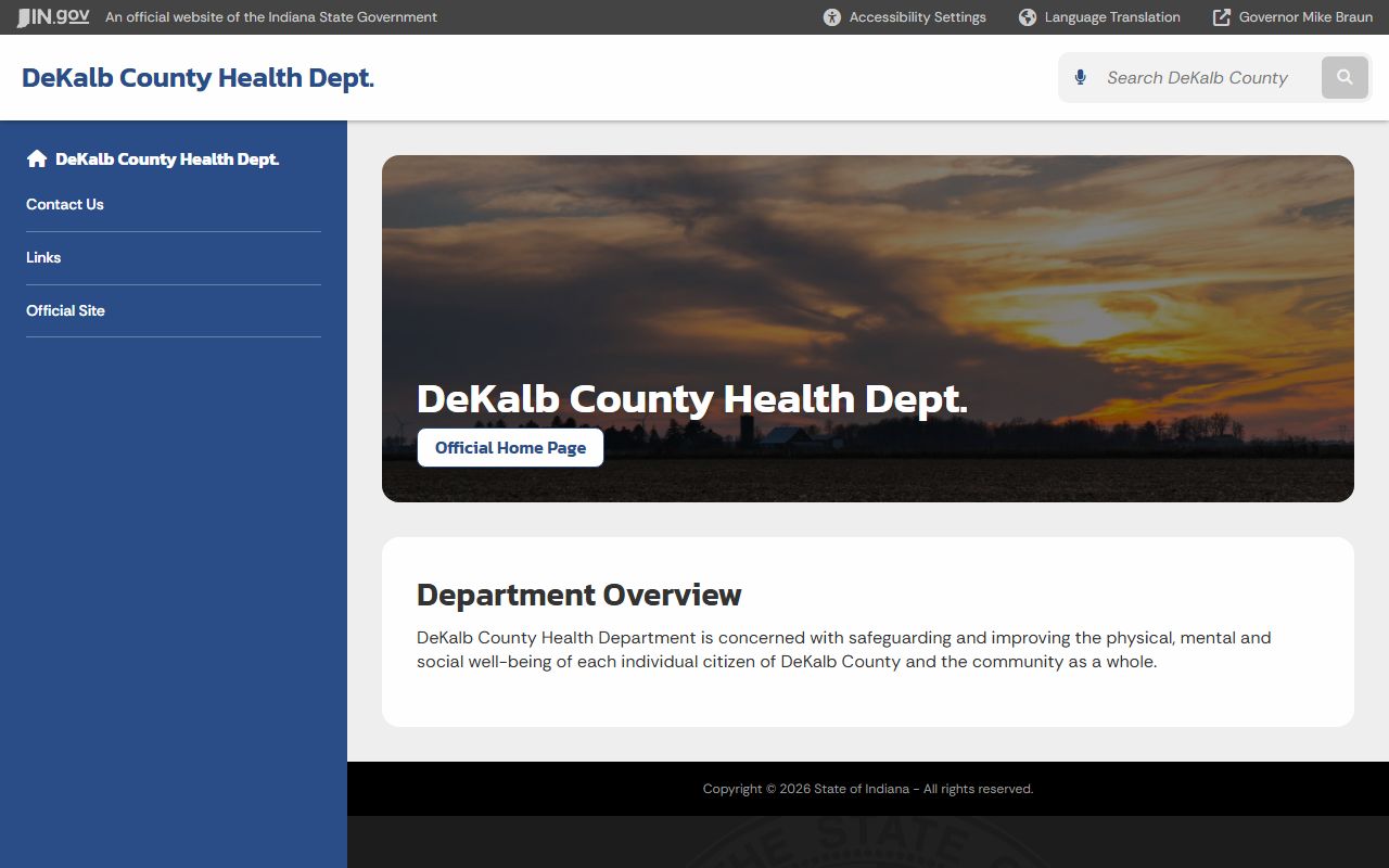 DeKalb County Health Department state page for birth records