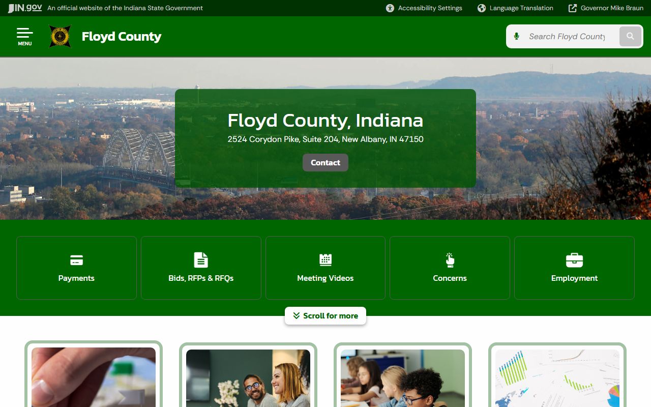 Floyd County Indiana government website for birth records information
