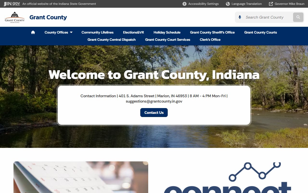 Grant County Indiana government website for birth records information