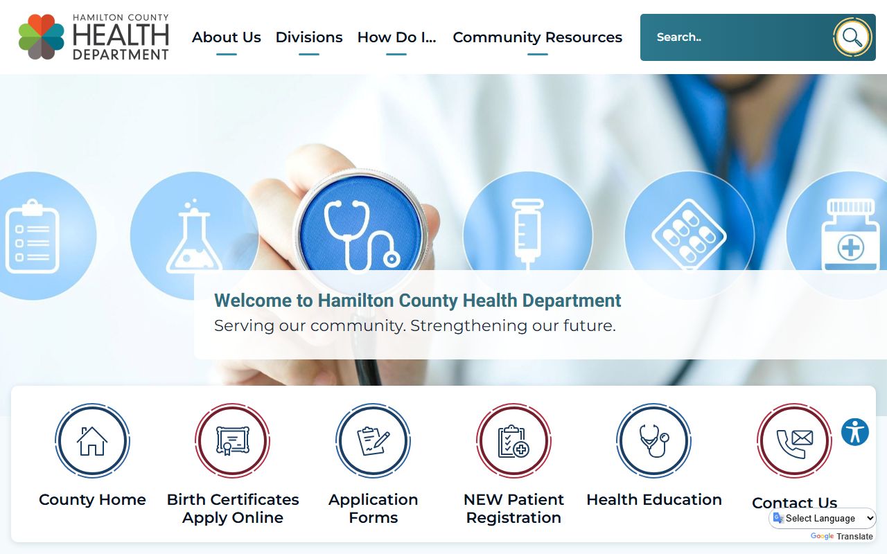 Hamilton County Health Department page for birth records services