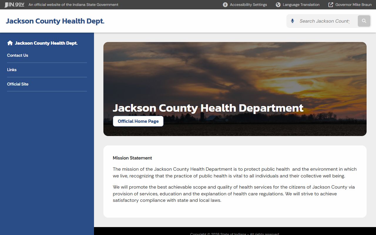 Jackson County Health Department state page for birth records