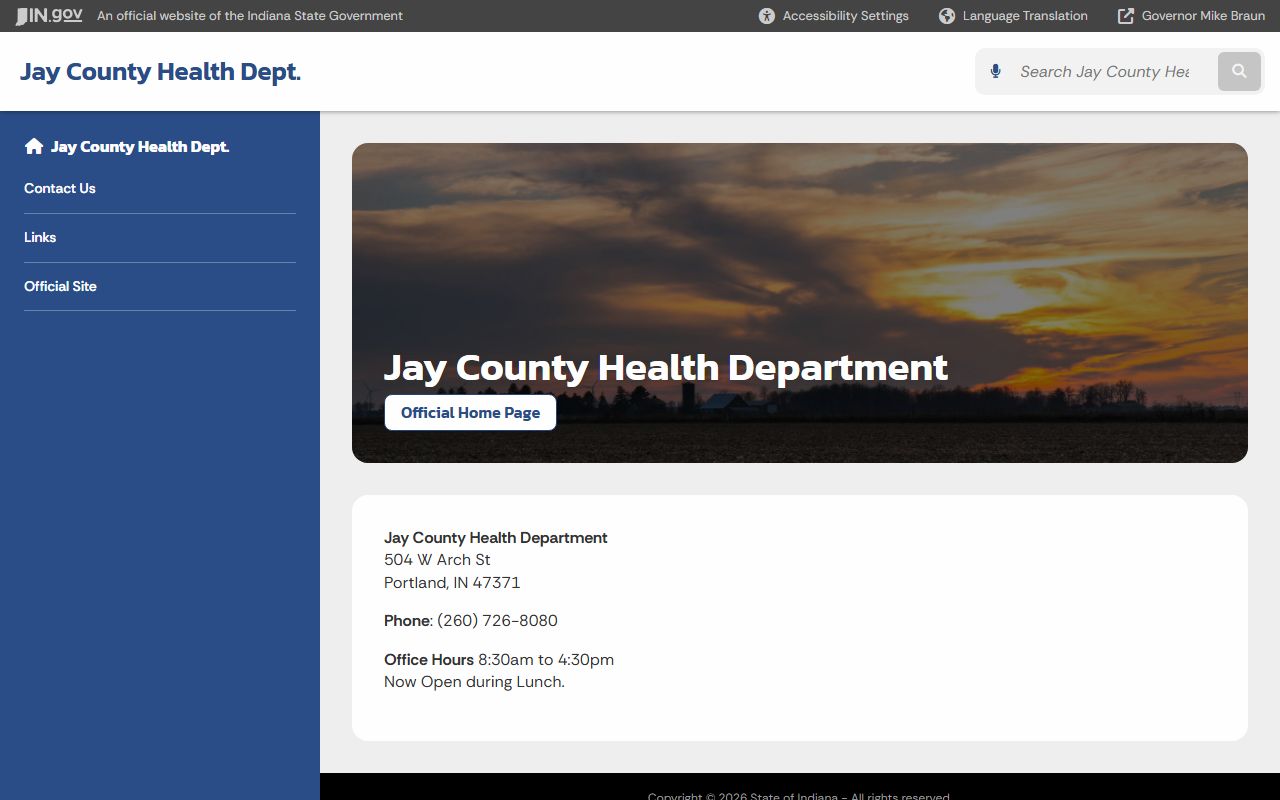 Jay County Health Center state page for birth records