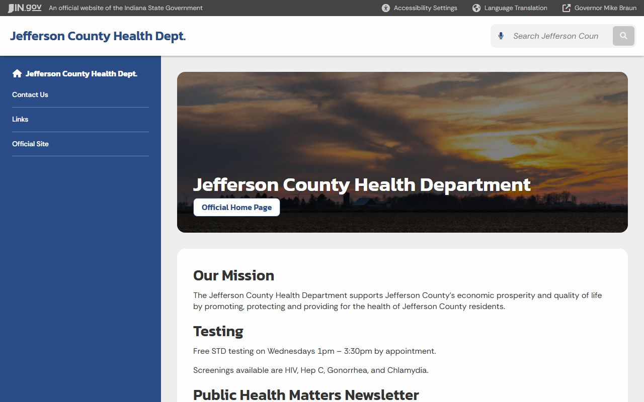 Jefferson County Health Department state page for birth records
