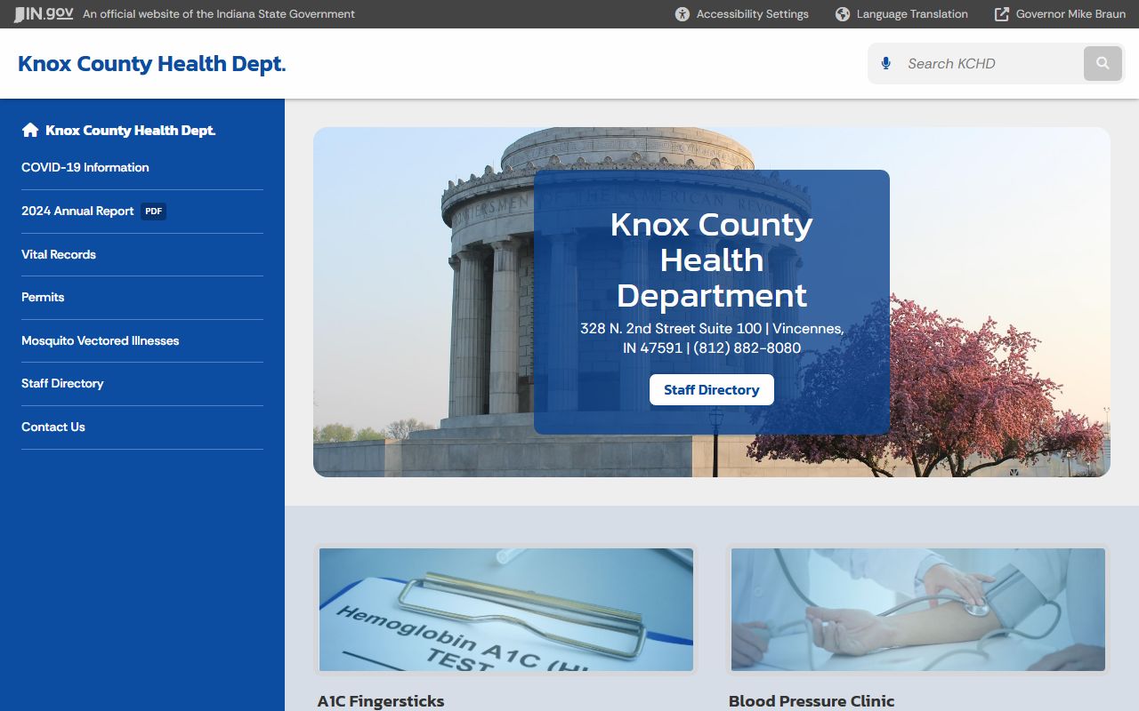 Knox County Health Department state page for birth records