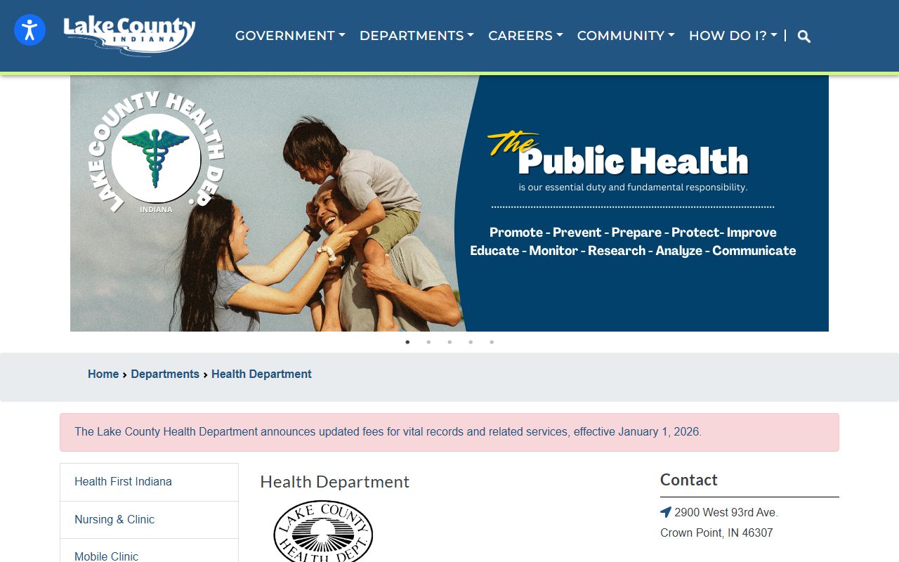 Lake County Health Department page for birth records services