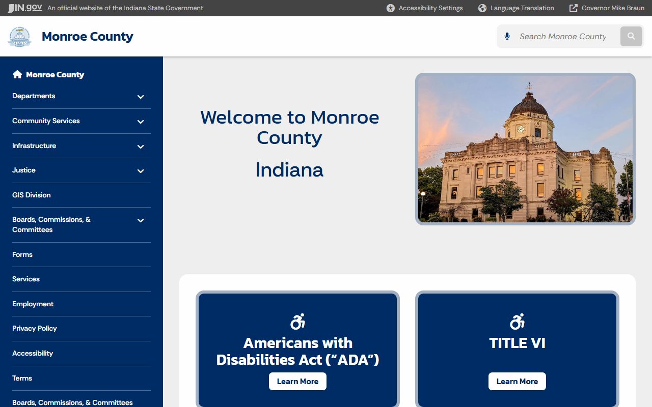 Monroe County Indiana government website for birth records information