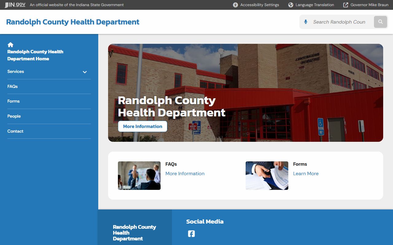 Randolph County Health Department page for birth records