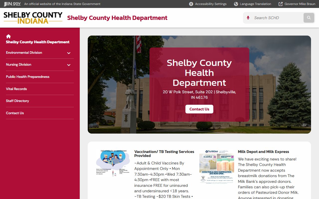 Shelby County Health Department page for birth records