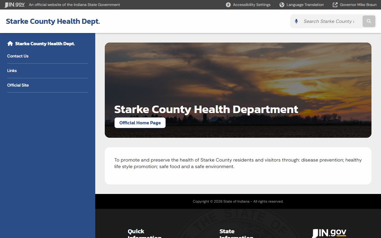 Starke County Health Department page for birth records