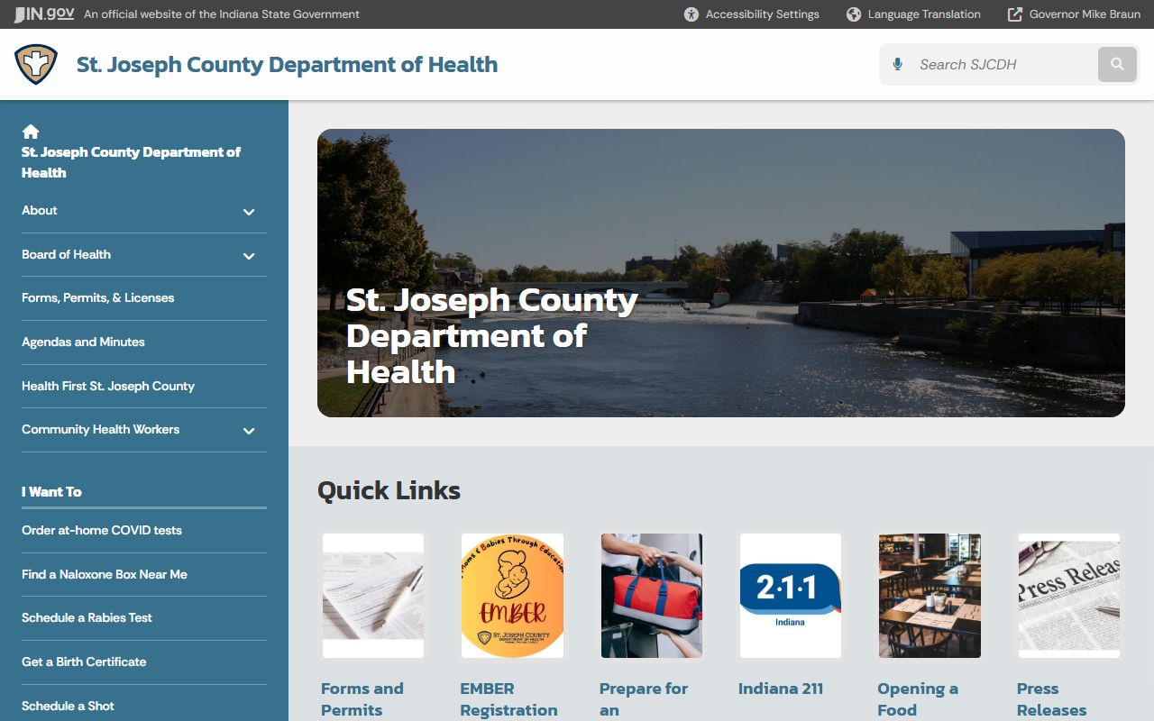 St. Joseph County Health Department page for Mishawaka birth records
