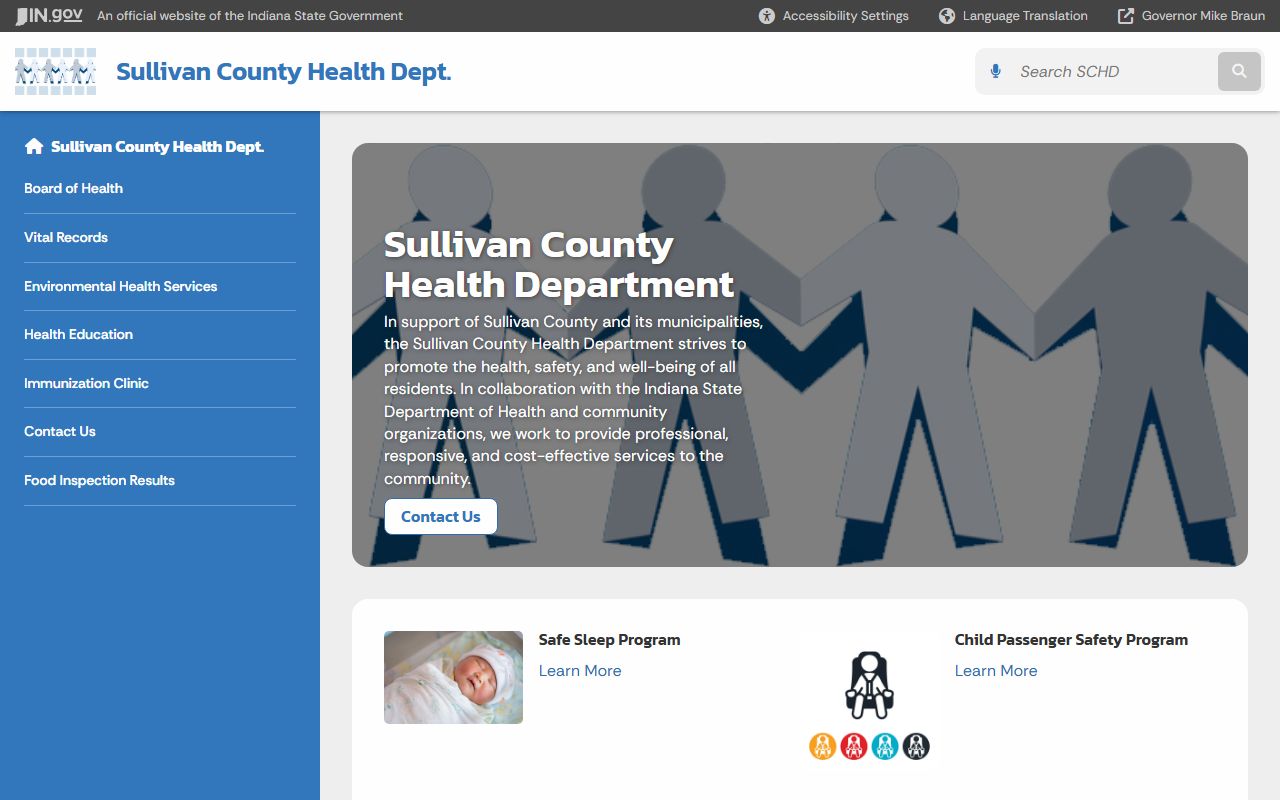 Sullivan County Health Department page for birth records