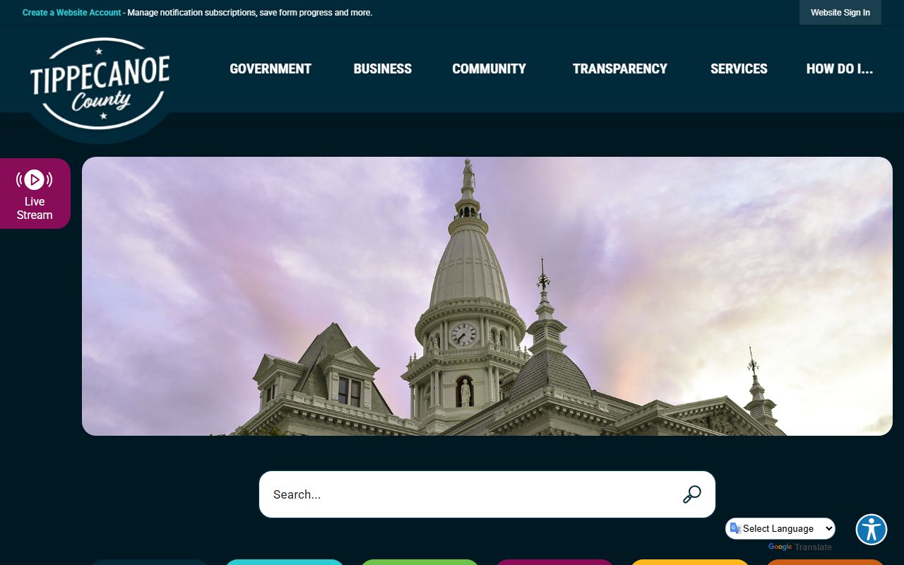 Tippecanoe County Indiana government website for birth records information