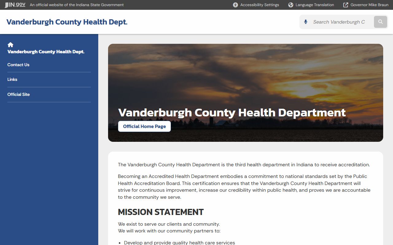 Vanderburgh County Health Department page for Evansville birth records